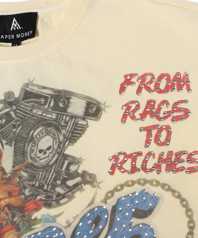 Paper Money For The Dogs Rhinestone Cropped Tee - Bone