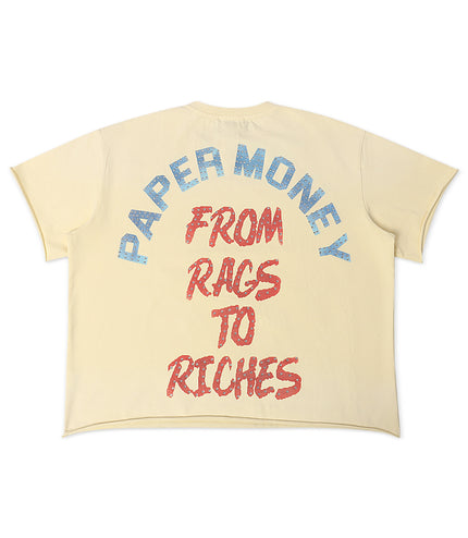 Paper Money For The Dogs Rhinestone Cropped Tee - Bone