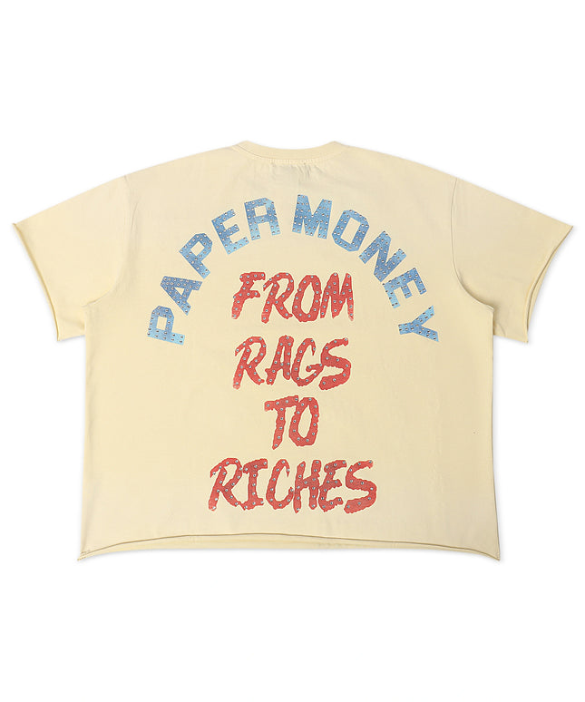 Paper Money For The Dogs Rhinestone Cropped Tee - Bone