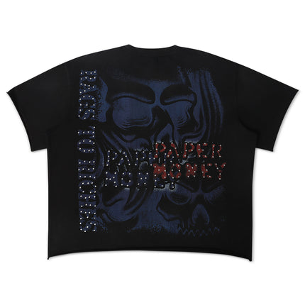 Paper Money Rags to Riches Rhinestone Cropped Tee - Black