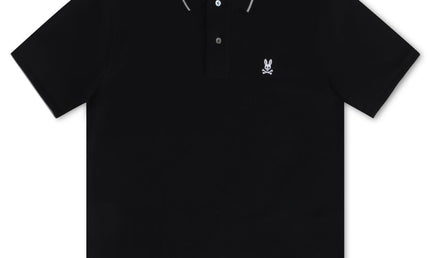 PSYCHO BUNNY MENS TROY PIQUE POLO - BLACK PSYCHO BUNNY