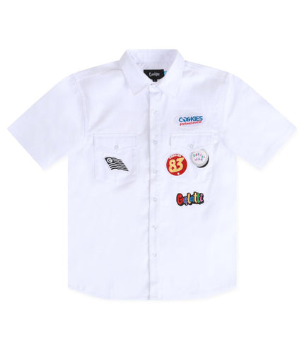 COOKIES BUTTON UP SHIRT - WHITE COOKIES