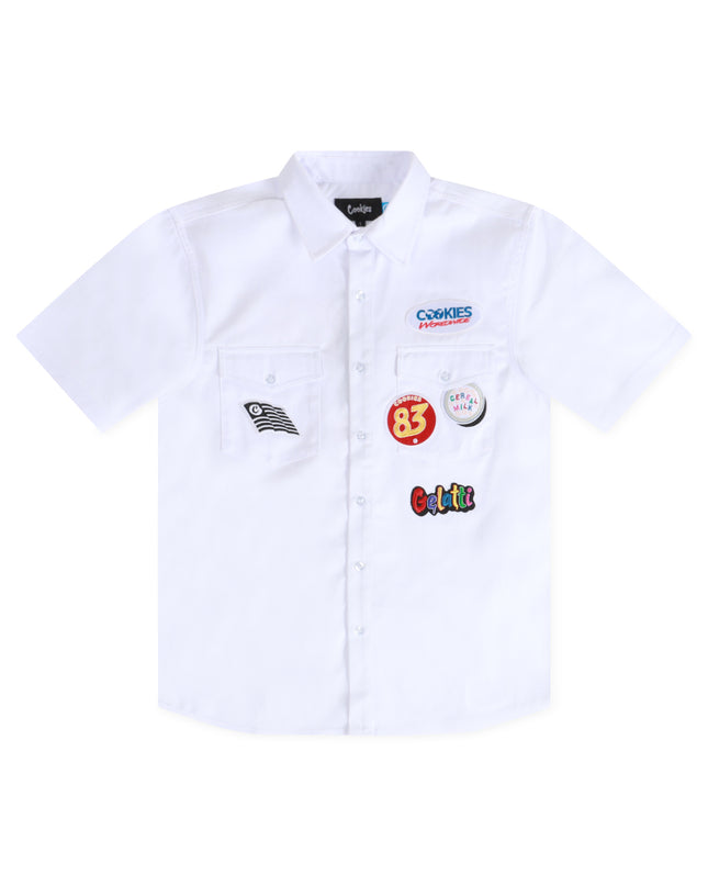 COOKIES BUTTON UP SHIRT - WHITE