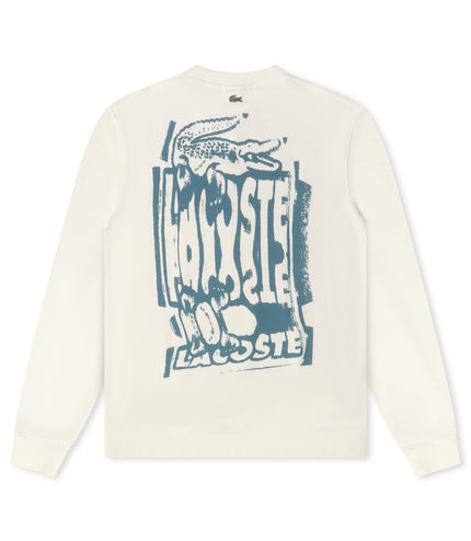 Lacoste Graphic Print Fleece Sweatshirt - White
