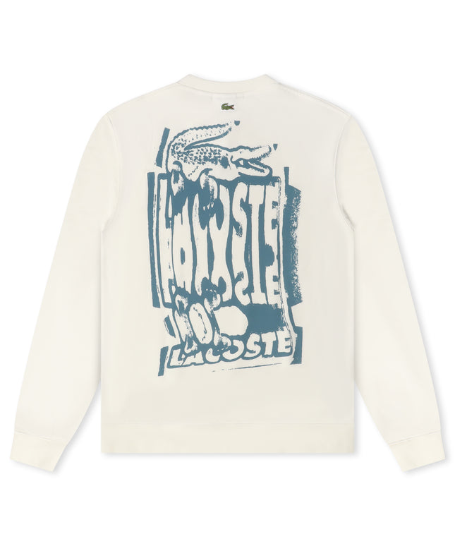 Lacoste Graphic Print Fleece Sweatshirt - Cream