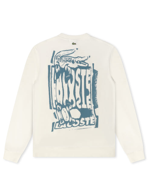 Lacoste Graphic Print Fleece Sweatshirt - Cream