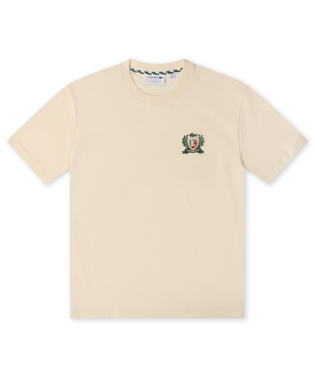 Lacoste Embroidered Badge Tee - Cream