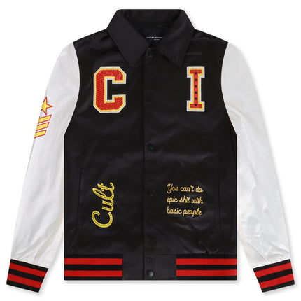 CULT OF INDIVIDUALITY NYLON SAINTS AND SINNERS JACKET - BLACK CULT OF INDIVIDUALITY