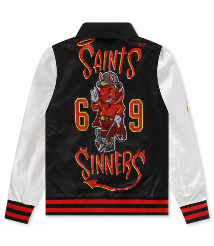 CULT OF INDIVIDUALITY NYLON SAINTS AND SINNERS JACKET - BLACK CULT OF INDIVIDUALITY