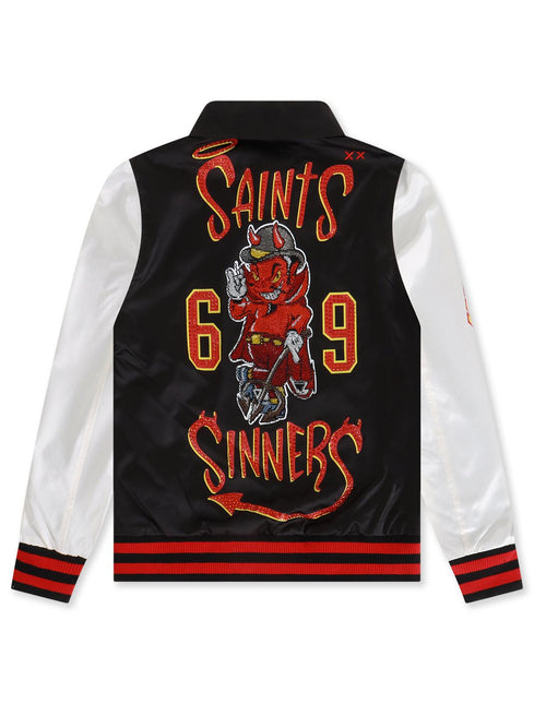 CULT OF INDIVIDUALITY NYLON SAINTS AND SINNERS JACKET - BLACK CULT OF INDIVIDUALITY