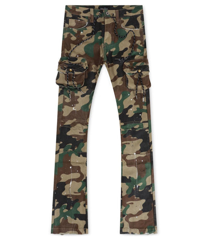 VICIOUS DENIM PAINTED STACKED JEANS - CAMO VICIOUS DENIM