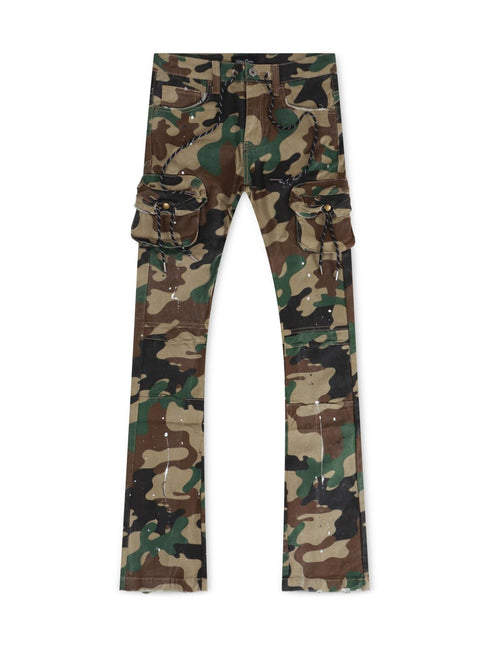 VICIOUS DENIM PAINTED STACKED JEANS - CAMO VICIOUS DENIM