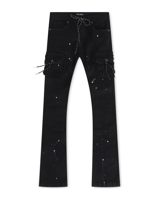 VICIOUS DENIM PAINTED STACKED JEANS - BLACK