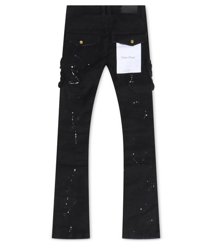 VICIOUS DENIM PAINTED STACKED JEANS - BLACK VICIOUS DENIM