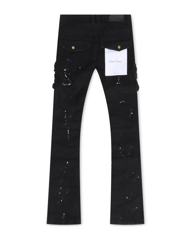 VICIOUS DENIM PAINTED STACKED JEANS - BLACK