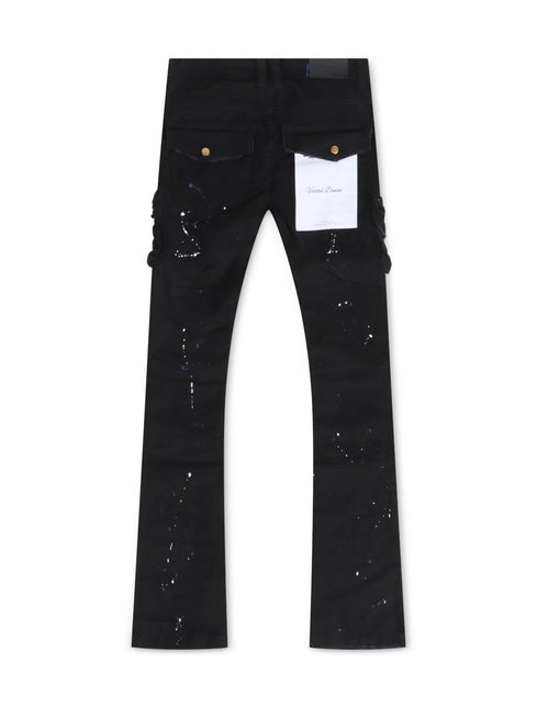 VICIOUS DENIM PAINTED STACKED JEANS - BLACK VICIOUS DENIM