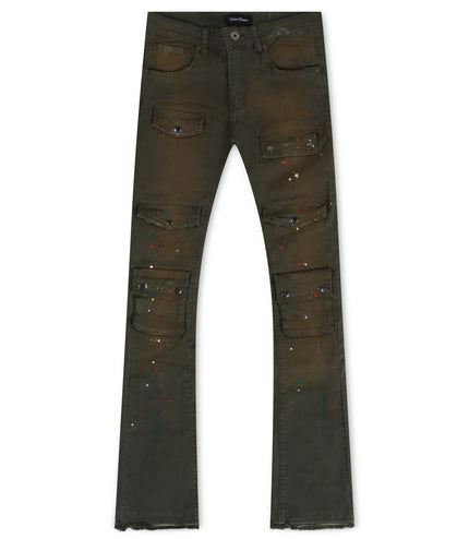 VICIOUS DENIM TWILL STACKED JEANS - VINTAGE OLIVE VICIOUS DENIM