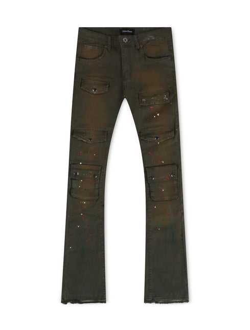 VICIOUS DENIM TWILL STACKED JEANS - VINTAGE OLIVE VICIOUS DENIM