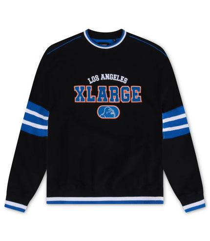 XLARGE STRIPED CREW SWEATSHIRT - BLACK XLARGE