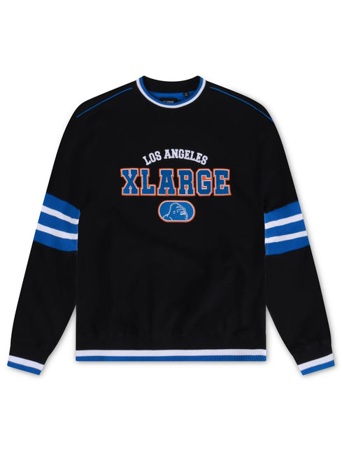 XLARGE STRIPED CREW SWEATSHIRT - BLACK XLARGE