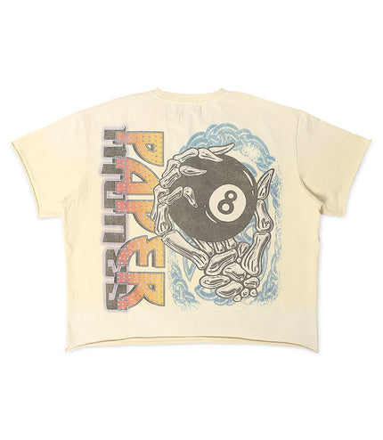 Paper Money Eightball Rhinestone Cropped Tee - Bone