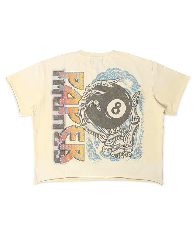 Paper Money Eightball Rhinestone Cropped Tee - Bone