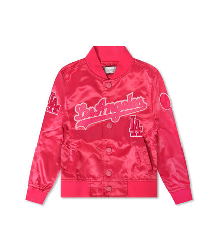 Pro Standard Kids LA Dodgers Satin Jacket - Pink