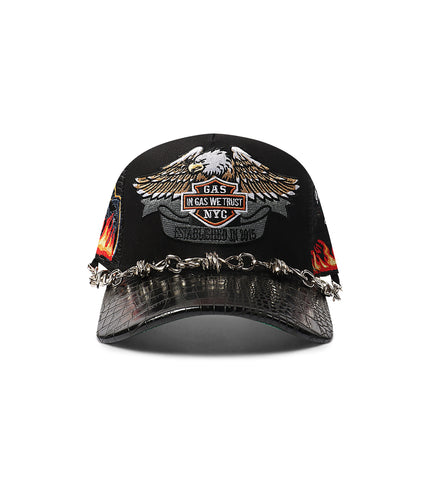 GasNYC Snakeskin Honor The Gas Trucker Hat - Black