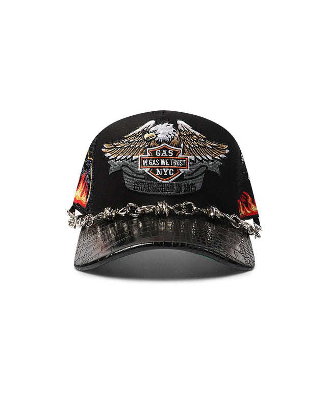 GasNYC Snakeskin Honor The Gas Trucker Hat - Black