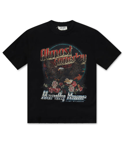 ALMOST SOMEDAY HARDLY HOME TEE - VINTAGE BLACK ALMOST SOMEDAY