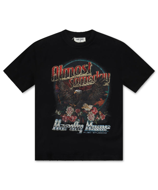 ALMOST SOMEDAY HARDLY HOME TEE - VINTAGE BLACK ALMOST SOMEDAY