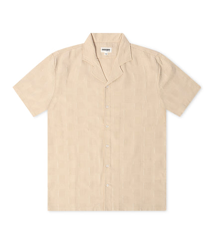 Denim Exchange Crochet Textured Button Up Shirt - Khaki