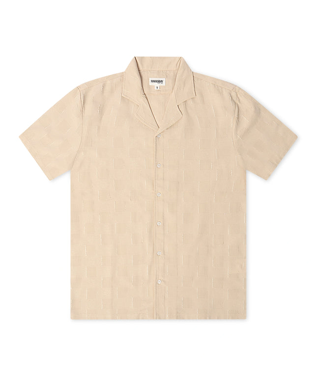 Denim Exchange Crochet Textured Button Up Shirt - Khaki