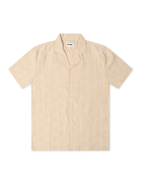 Denim Exchange Crochet Textured Button Up Shirt - Khaki