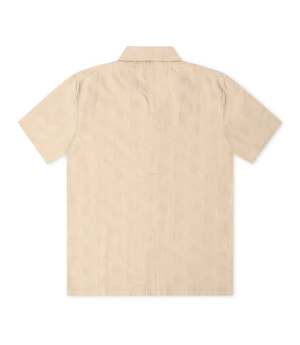 Denim Exchange Crochet Textured Button Up Shirt - Khaki