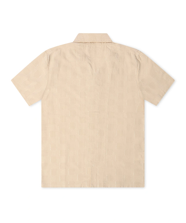 Denim Exchange Crochet Textured Button Up Shirt - Khaki