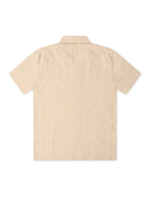 Denim Exchange Crochet Textured Button Up Shirt - Khaki