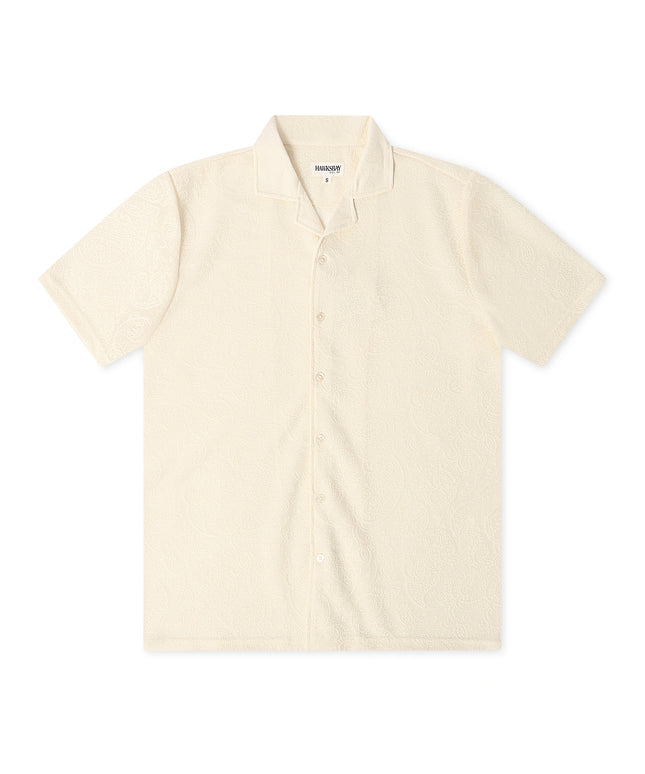 Denim Exchange Crochet Textured Button Up Shirt - Ivory