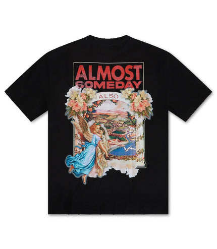 ALMOST SOMEDAY POSTCARD TEE - BLACK ALMOST SOMEDAY