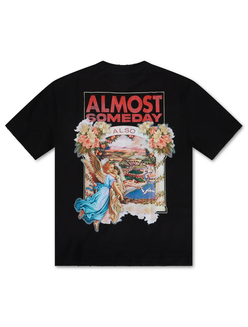 ALMOST SOMEDAY POSTCARD TEE - BLACK ALMOST SOMEDAY