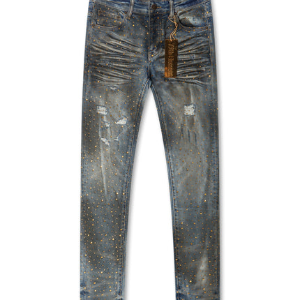79th Element Gold Rhinestone in Blue | Denim Exchange