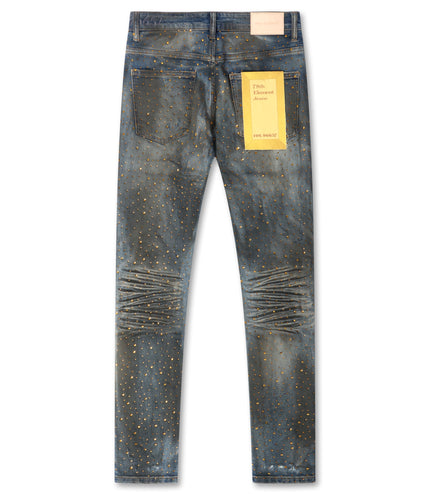79th Element Gold Rhinestone Denim - Blue