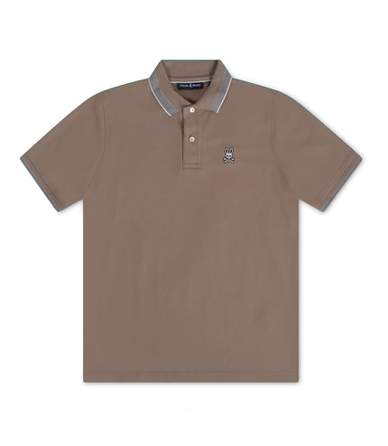 PSYCHO BUNNY QUEENSBURY PIQUE POLO - ANTIQUE TAUPE PSYCHO BUNNY