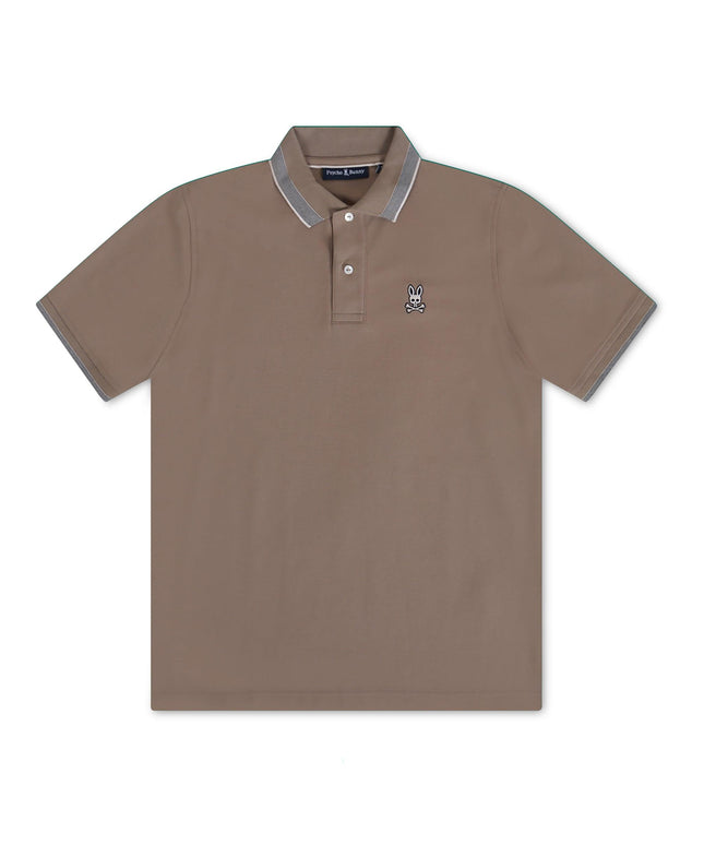 PSYCHO BUNNY QUEENSBURY PIQUE POLO - ANTIQUE TAUPE PSYCHO BUNNY