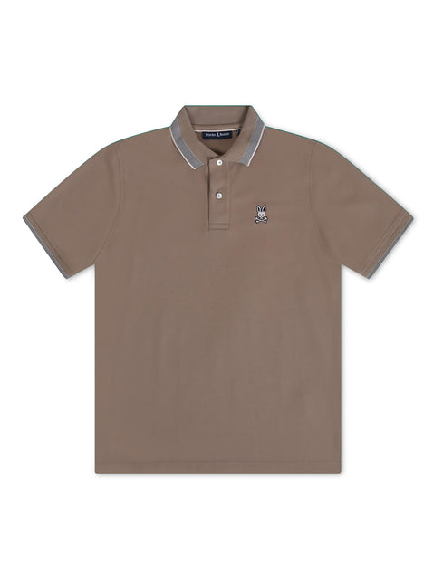 PSYCHO BUNNY QUEENSBURY PIQUE POLO - ANTIQUE TAUPE PSYCHO BUNNY