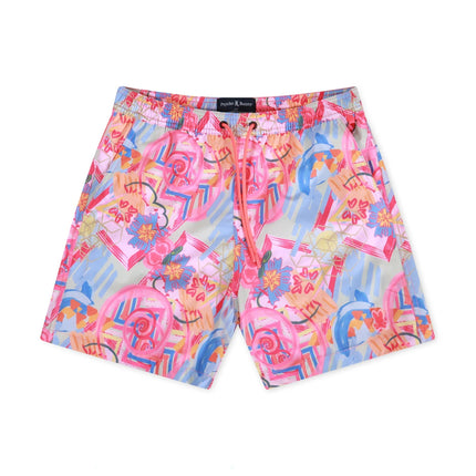 PSYCHO BUNNY BENTON AOP SWIM TRUNK - FUCHSIA PURPLE PSYCHO BUNNY