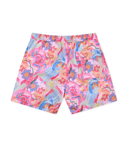 PSYCHO BUNNY BENTON AOP SWIM TRUNK - FUCHSIA PURPLE PSYCHO BUNNY