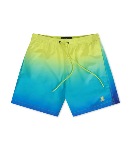 PSYCHO BUNNY MENS MALTA OMBRE COLOR CHANGING SWIM TRUNK - WILD LIME PSYCHO BUNNY