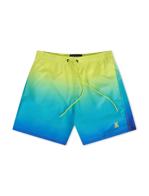 PSYCHO BUNNY MENS MALTA OMBRE COLOR CHANGING SWIM TRUNK - WILD LIME PSYCHO BUNNY