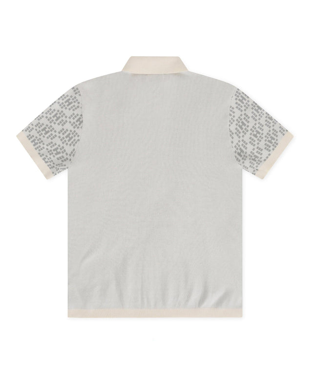 HONOR THE GIFT KNIT H PATTERN POLO - BONE HONOR THE GIFT